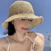 Flower Pattern Staw Bucket Hat Packable Lightweight Fisherman Cap Wide Brim Sun Protection Hats for Women