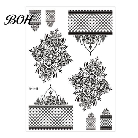 Event Makeup Tattoos Temporary Stickers, Fake Body Arm Chest Shoulder with Black Lace Flower Waterproof Pattern, Non-Irritating Art Sticker