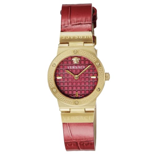 Versace Greca Logo Watch, Red Dial, Stainless Steel, Sapphire Crystal, Quartz Movement, 27mm, VEZ100621, Women's
