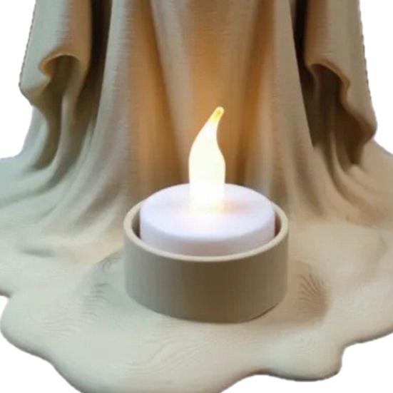 Ghost Candle Holder with Flameless LED Candle Lamp 3D Printed Halloween Decoration Desktop Ghost Ornament for Table Centerpiece Shelf