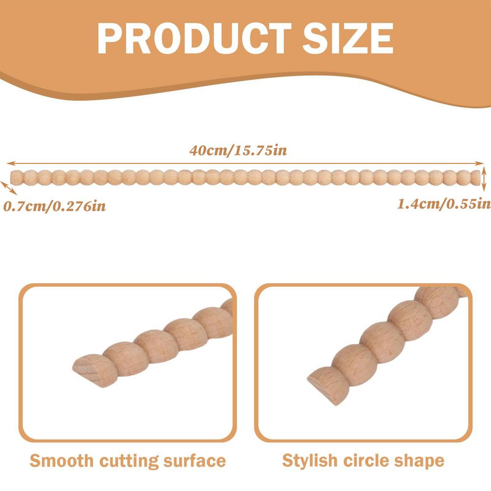 

Top Quality Decorative Beaded Wood Trim Molding 12 Pcs Half Wooden Easy to install Beads 15.75 Inch Unfinished decorative strip
