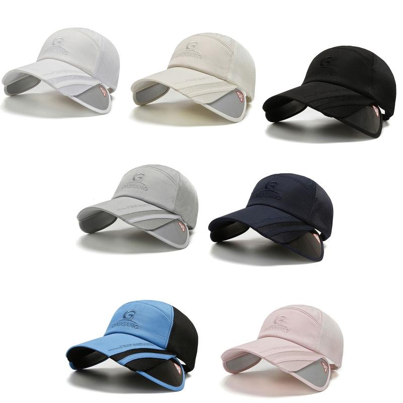 Unisex Baseball Caps Retractable Brim Polyester for Sun Hat for Spring Summer Adult Outdoor Adjustable Visor Cycling Hat