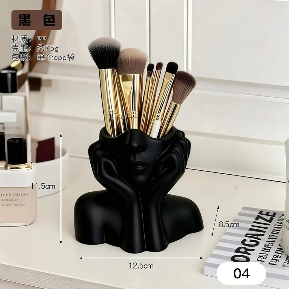 Human Face Art Stationery Storage Pen Holder Multifunctional Makeup Brush Holder Home Office Desktop Organizer Decoration