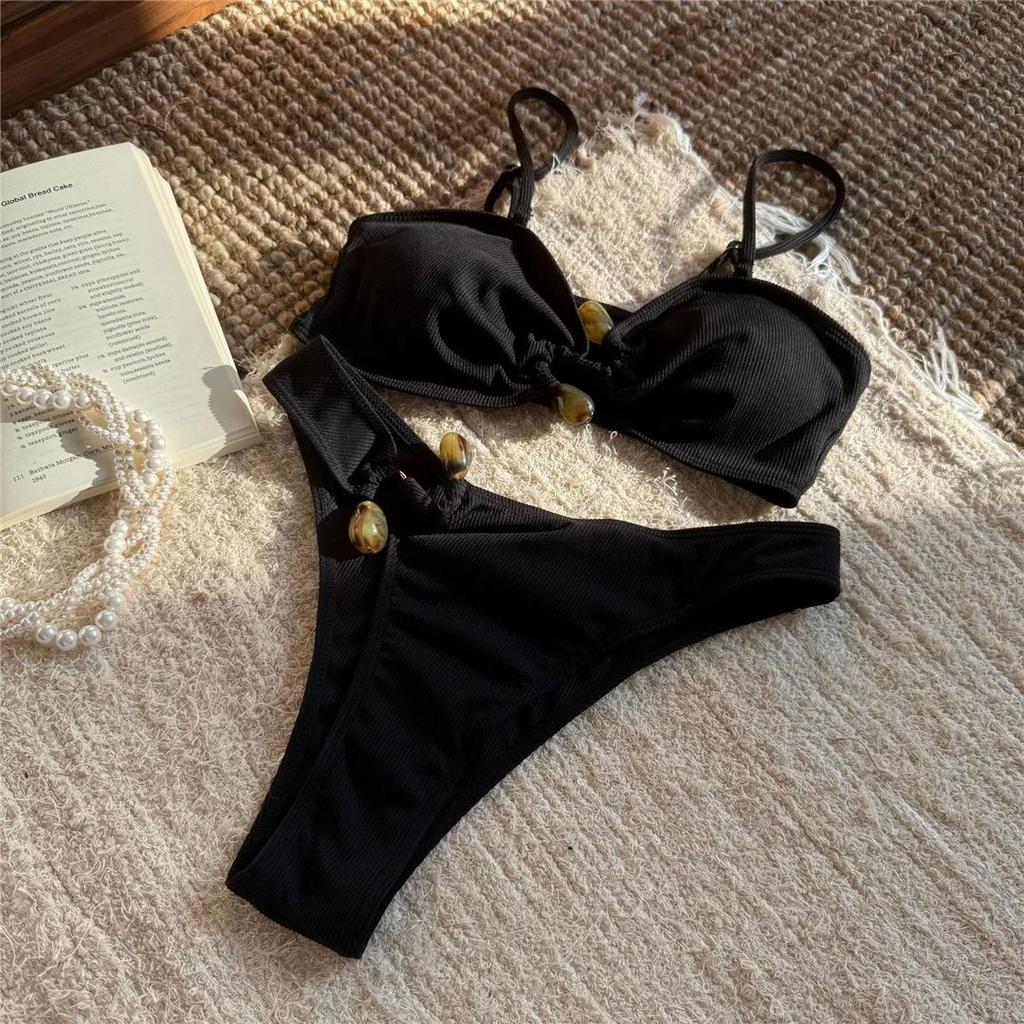 Ribbed High Cut Brazilian Bikini Female Swimsuit Two-Pieces Bikini Set Women Swimwear Padded Bathing Suit Bather Swim