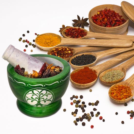 Divit Shilp Mortar and Pestle, Natural Stone Grinder for Spices, Pastes, Herbs, Seasoning etc. (Green Tree of Life)