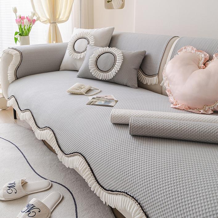 Summer French Special-shaped Sofa Cushion New Cool Feeling Ice Silk High Feeling Summer Seat Cushion Non-slip Cover Cover Cloth