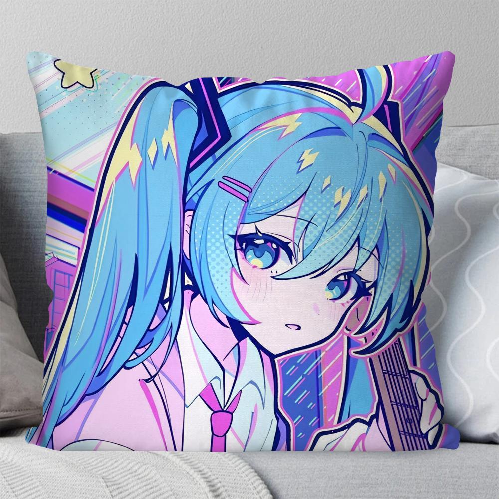 H-Hatsune M-Miku Singer Anime Pillow Case Square Pillow BedroomSofaLeisure Comfort Cushion Car Living Room Home Decoration 40X40
