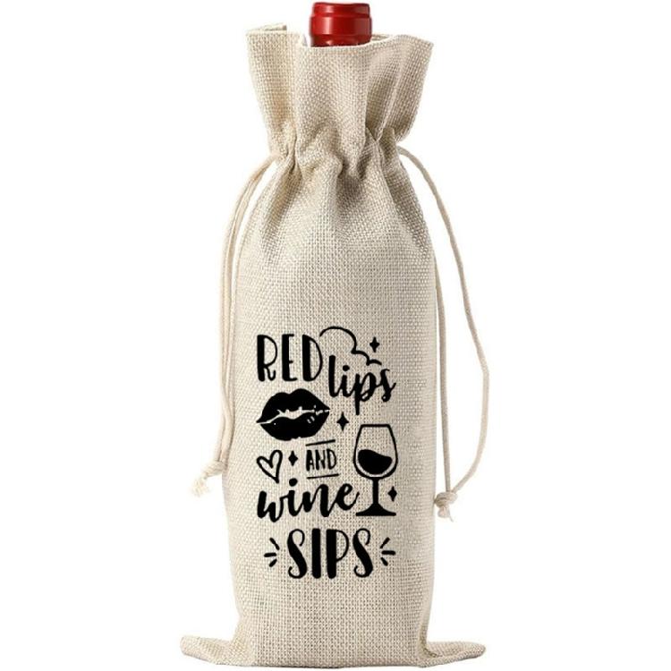 Linen Wine Bag for Christmas Gift Perfect for Farewell and Moving Away Celebration with Friend Reusable Wine Bag
