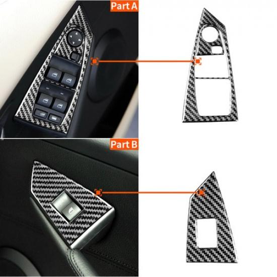 3Pcs Carbon Fiber Interior Window Lift Switch Cover Trim For BMW 6Series E63 E64