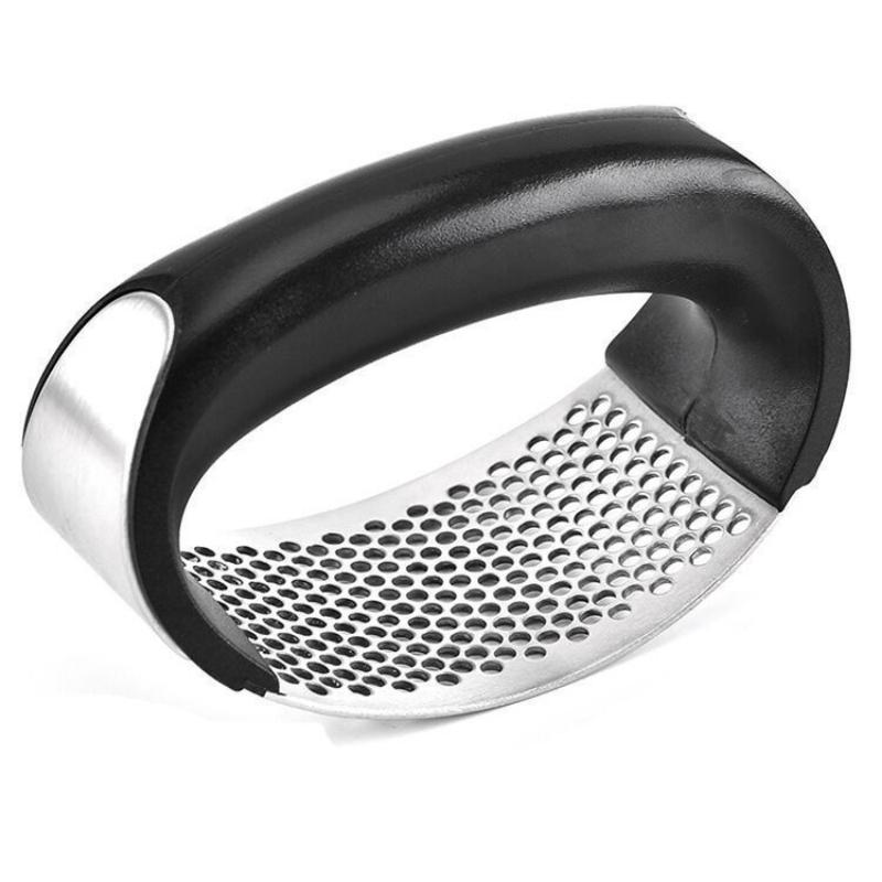 

Stainless Steel Manual Garlic Press Grinder with Peeling Ring Kitchen Tool