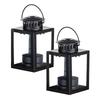 Minimalists Square Metal Candle Holders With Clear Glass Farmhouses Decoration Hanging Lanterns For Tabletop Display