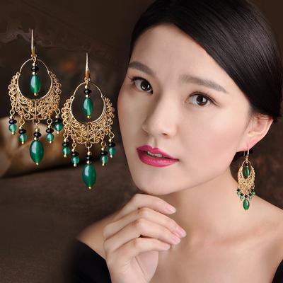 New Vintage Earrings for Women,green Nature Stones Fashion Earrings Jewelry,dangle Earring