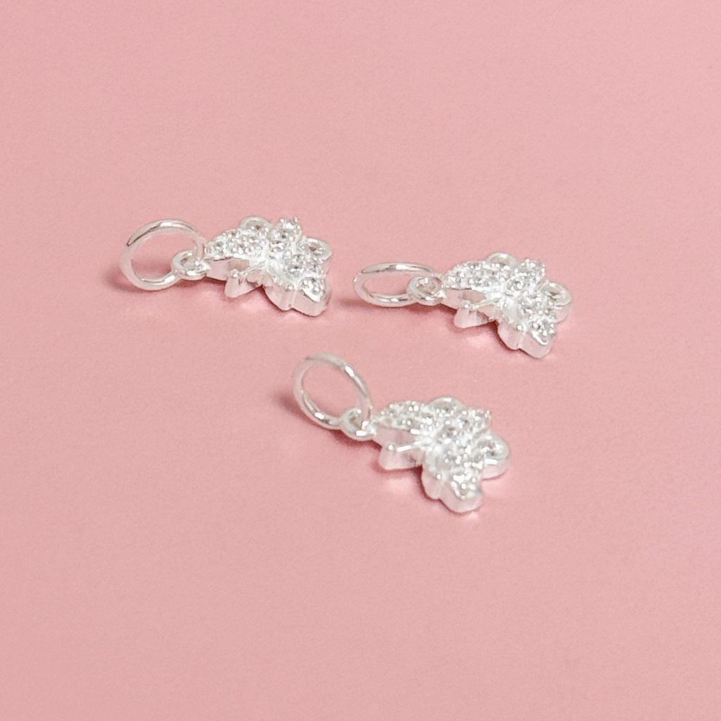 S999 Sterling Silver Butterfly Diamond Pendant Charm for DIY Crystal Bracelet & Necklace Beading.