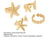 4Pcs Ocean Style Ring Set, Adjustable Open Rings, Gold Plated Starfish Seashell Rings, Dainty Summer Beach Jewelry Gifts for Women