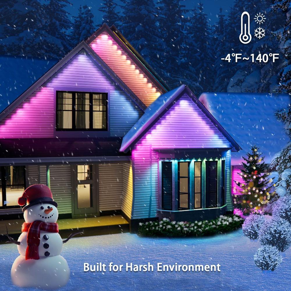 Permanent Outdoor Lights BT Connection 98FT with 72 LED Lights RGB Eaves Lights Button/App/Remote
