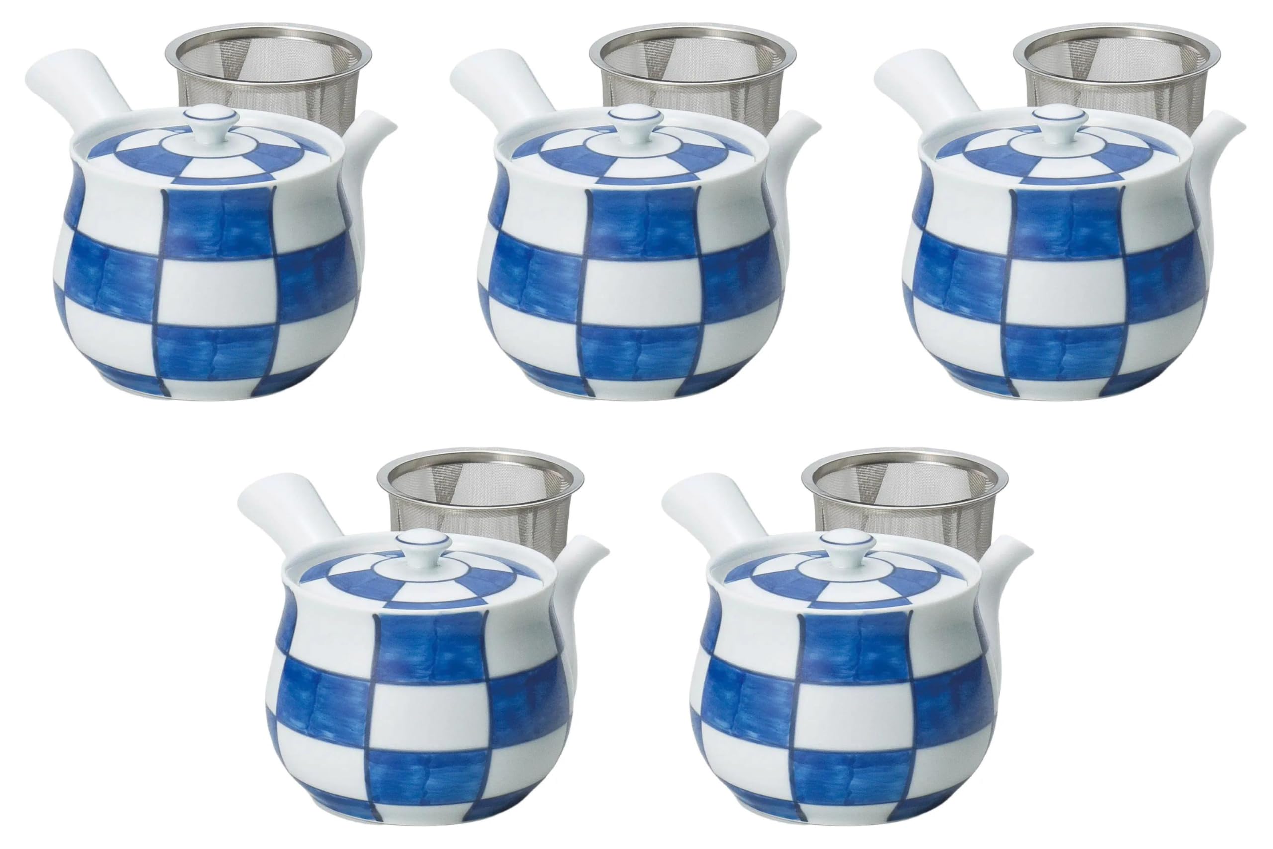 

Set of 5 Dark Checkered Extra Large Teapots x Arita Ware Teapots Arita Ware Setomonohonpo U-shaped [12 10.5cm 650cc]