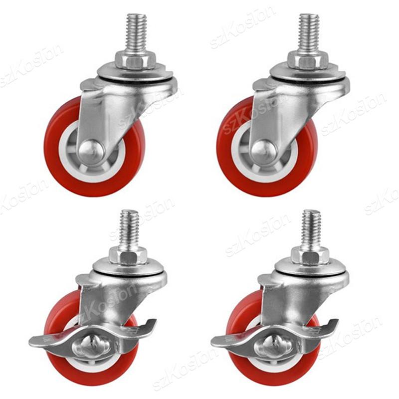 4 Τεμάχια Βαρέως Τύπου 1"/1.25"/1.5"/2" Universal Περιστρεφόμενοι Τροχοί με Ρουλεμάν και Βιδωτό Στέλεχος για Καρότσι Έπιπλα Τροχός με Βιδωτό Στέλεχος M8