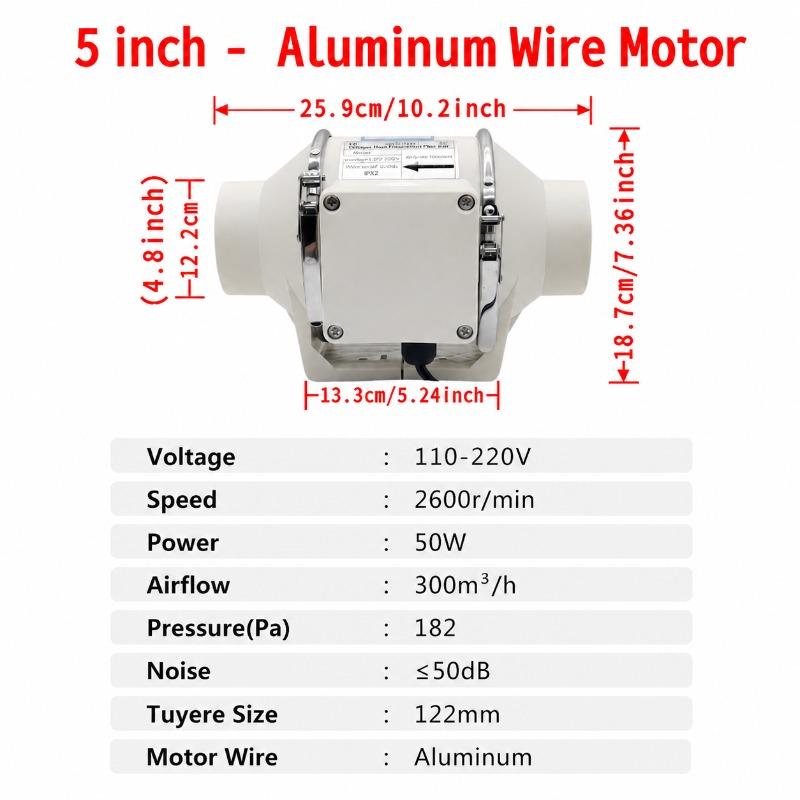 3/4/5/6 Inch Electric Exhaust Fan Silent Inline Pipe Duct Fan Extractor Air Ventilation Blower Kitchen Toilet Wall Booster
