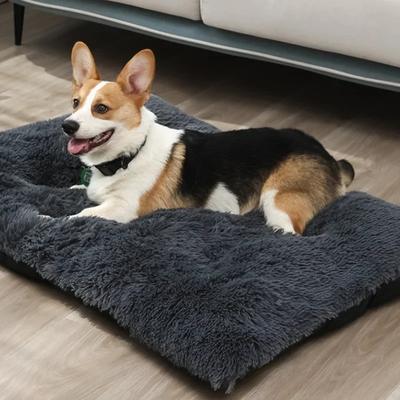 Großes Hundebett, waschbares Plüsch-Haustierbett, Anti-Angst-warmes Hundekissen, Schlafmatte, bequeme Haustiermatten für kleine, mittelgroße und große Hunde