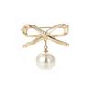 Elegant Simple Bow Brooches For Women Bowknot Pin Pearl Pendant Safety Lapel Pins Wedding Jewelry Body Accessories Creative Gift