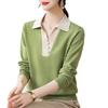 Mom spring lapel knitted sweater top new Chinese women's clothing spring and autumn bottoming sweater thin