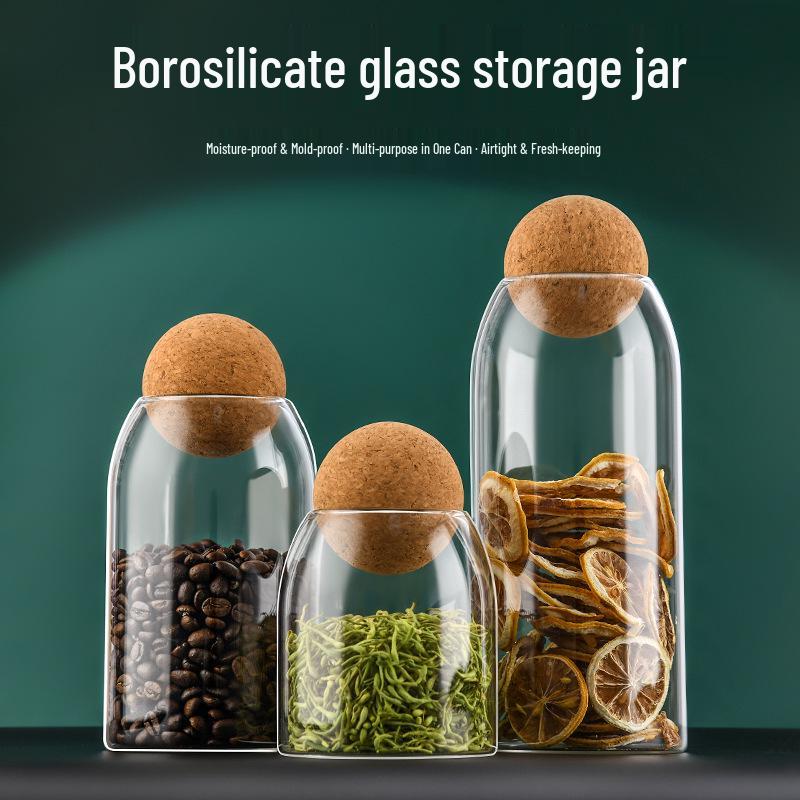 Xibi Transparent Glass Storage Jar for Coffee Beans and Grains