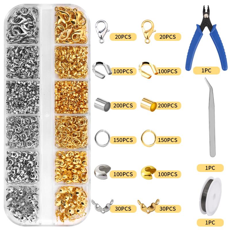 

Crimp Beads Covers Kit with Bead Crimping Pliers Tool Brass Crimp Beads Tips Knot Covers Kit for for Jewelry Making DIY Craft