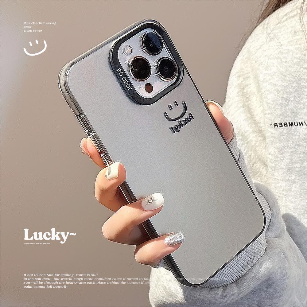 Electroplating Smiley Face Iphone16 Suitable for 15Promax Mobile Phone Case 12 Apple 13 Advanced Feeling Anti Fall