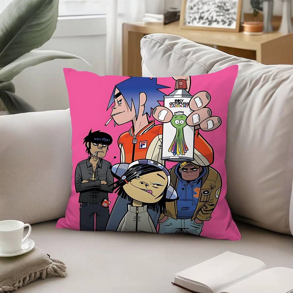 Band B-Gorillaz-W Örngott Kuddfodral Mjukt Sött Prydnadskudde För Bil Soffa Örngott Polyester Med Dragkedja