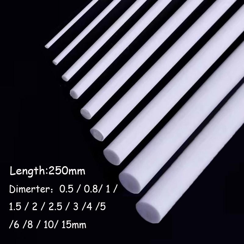 50Pz Aste Rotonde in Plastica ABS Bianca, Diametro 0,5-15mm x Lunghezza 250mm per Prototipazione, Modelli di Ingegneria e Artigianato