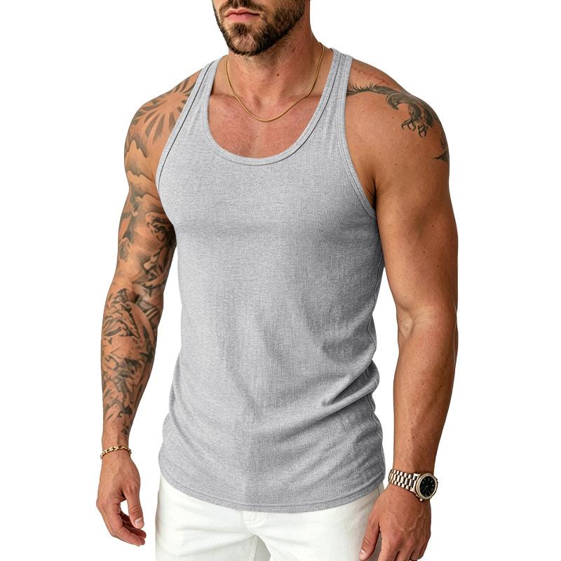 Mens Retro Slim Fit Solid Quick Dry Muscle Gym Sports Tank Top