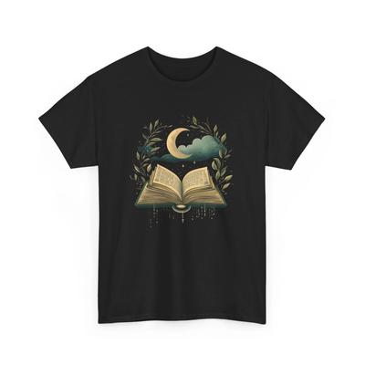 Book T-Shirt | Funny Reading Shirt | Mystical Book Boho Moon Leaf Shirt