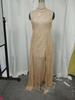 2025 European & American Women's V-Neck Gold Stamped Maxi Dress with Slit