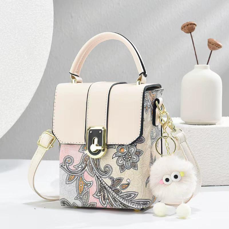 Embroidered Lightweight PU Leather Handbag Women Unique Design Single Shoulder Bag Phone Storage Top Handle Bag белый 1790₽