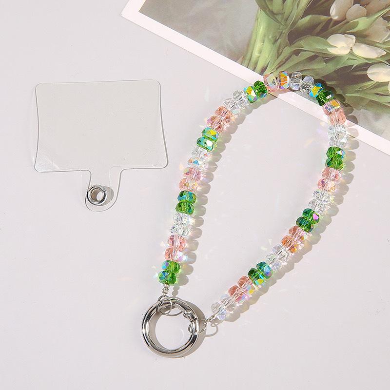 Colorful Crystal Rainbow Gradient Short Phone Lanyard Bag Charm Anti Lost For Women