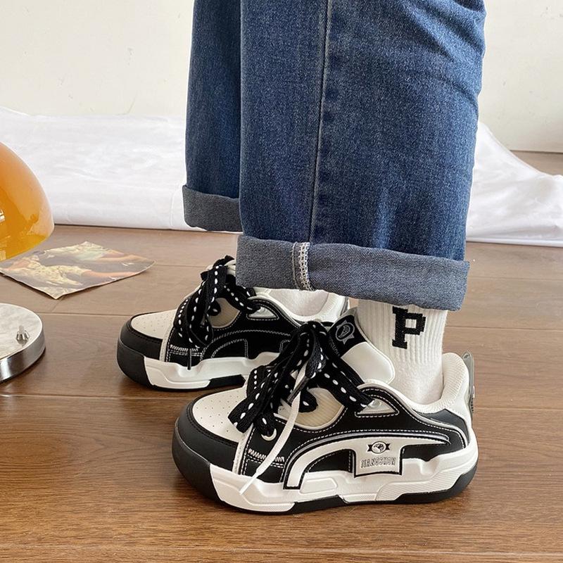 Pantofi de Skate Negri pentru Bărbați, care Măresc Înălțimea, Antiderapanți - Cu Talpă Groasă și Versatili pentru Sporturi Casuale