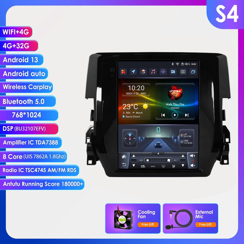 Ossuret Android Car Radio for Honda Civic 2015-2020 Multimedia Stereo 9.7inch Vertical Screen Carplay Android Auto Intelligent Screen GPS Stereo RDS