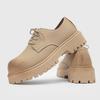 Fashion Men's British Low-Top Yellow Derby Work Boots Big Round Toe Chunky Sole Leather Shoes Durable Non-Slip Casual Comfort Footwear
