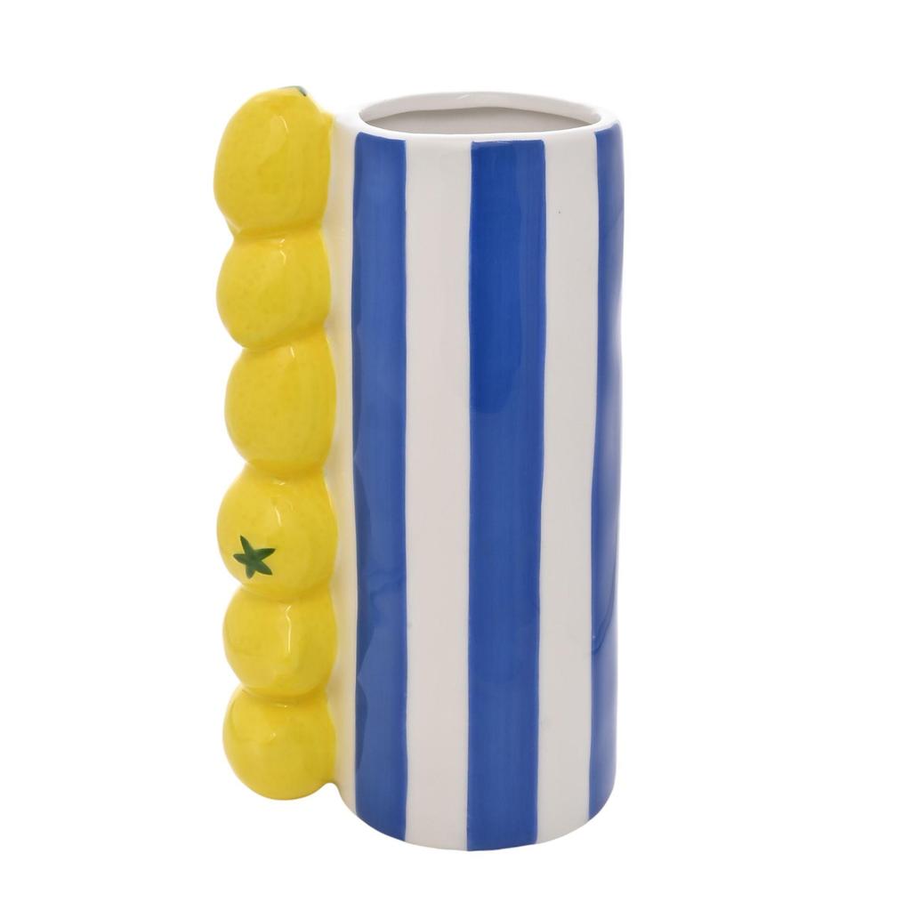 Hestia Lemon Vase With Blue Stripes