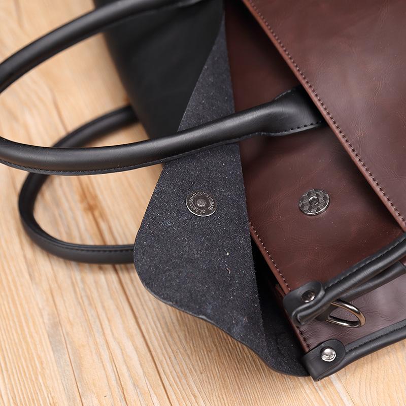 Crazy Horse Leather Men's Bag Retro Briefcase Business Men's Handbag Horizontal One-shoulder Diagonal Computer Bag