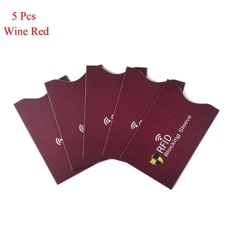 

5PCS New Credit Cards Bank Aluminium Protect Case Cover Sleeve Wallet RFID Blocking Card Holder вина червоного кольору