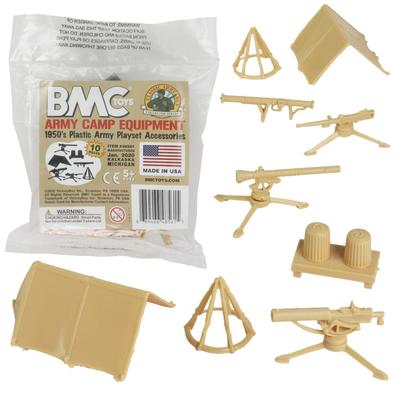 BMC Klassisches Plastik-Armee-Männchen Spielset Zubehör - 10 Stück Militärisches Camping - Hergestellt in den USA