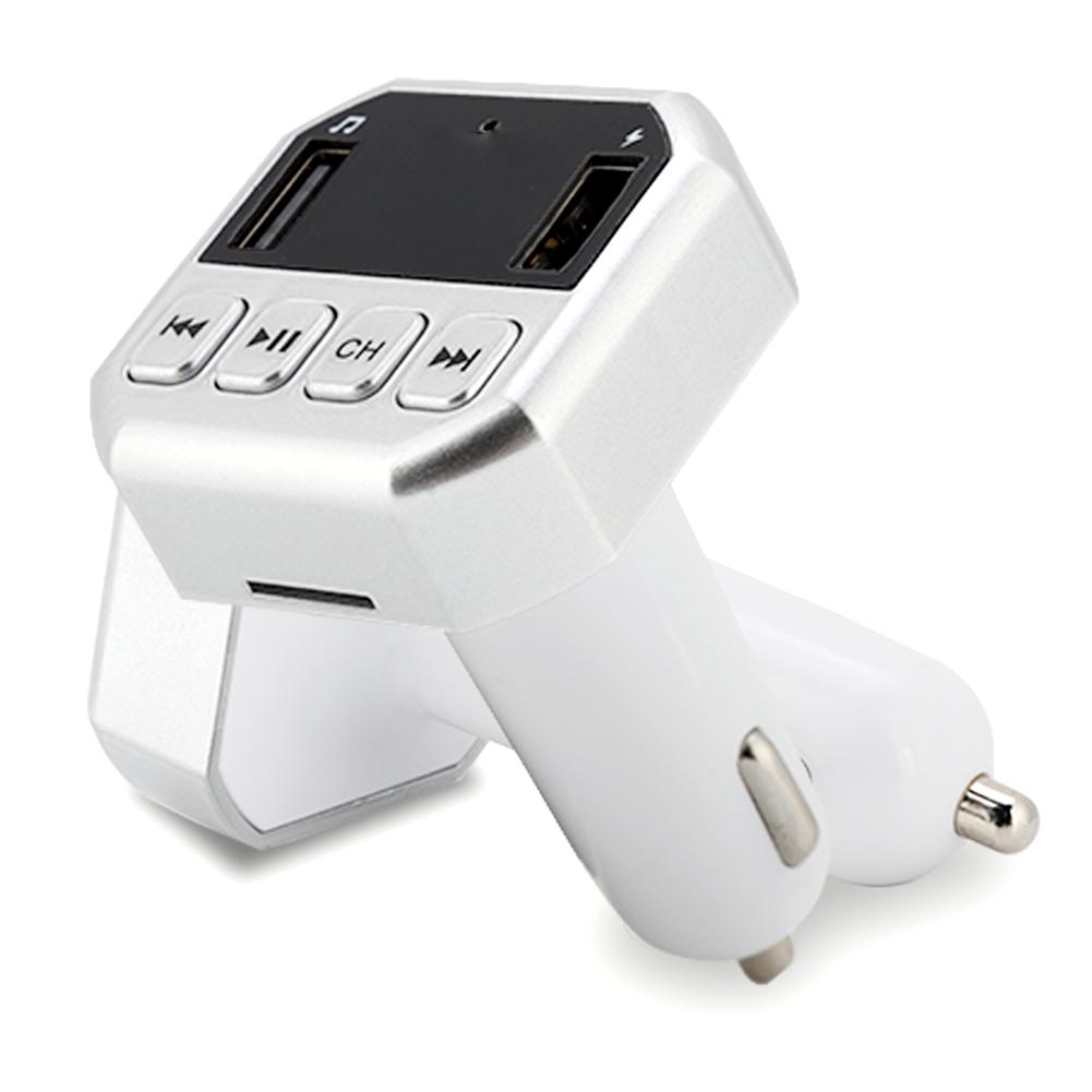 CARB8 Car FM Transmitter Bluetooth HD MP3 Player Hands free Calling Kit USB Charger(Silver)