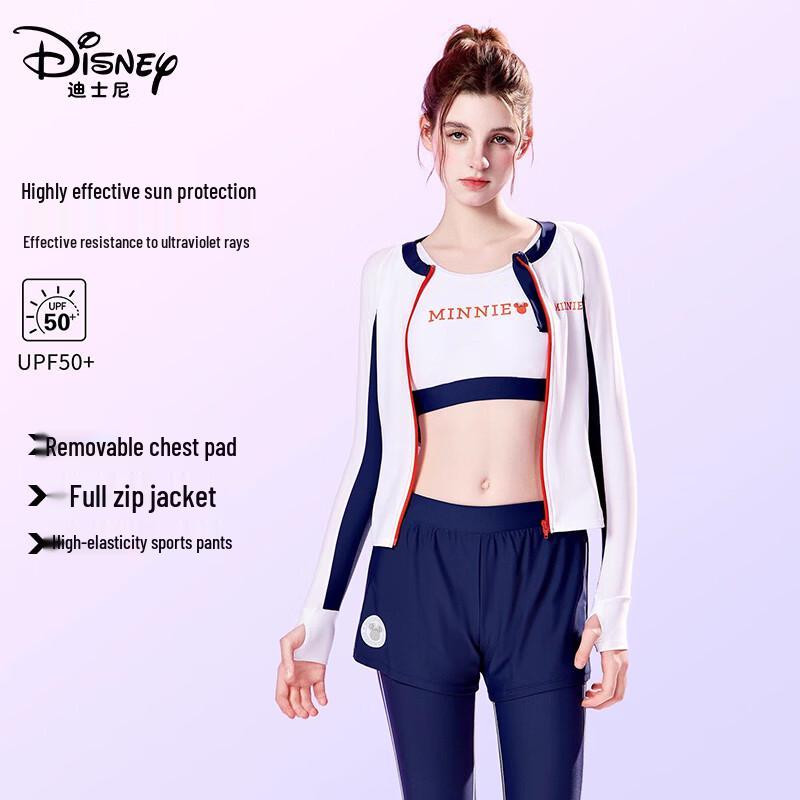 Disney Girls  Long-Sleeve Split Rash Guard Swimsuit L