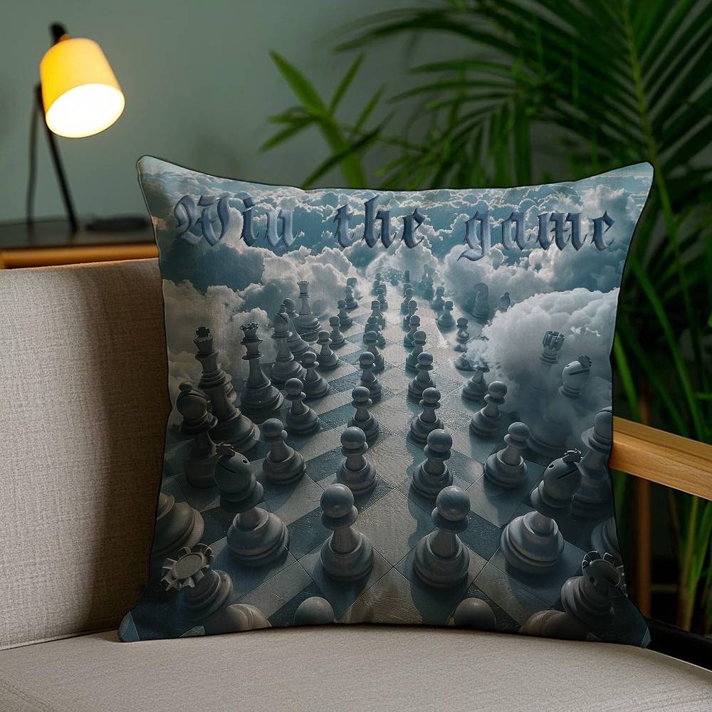 Classic Chess Pillow Case Office Sofa Dorm Chair Back Short Plush Double-sided Printing Home  Cushion Cover