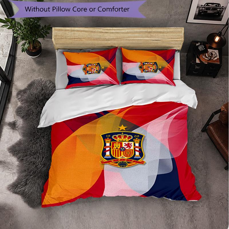 Set Biancheria da Letto a 3 Pezzi Squadra Nazionale di Calcio Spagnola Morbido Set Copripiumino con Federe Set Decorazione Camera da Letto per Casa