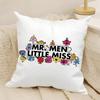 Classic Reto Cartoon M-Mr. Men And Little Miss 2 Pillow Case Natural Linen Double-Sided Printing Sofa Home Decor Cushion Cover