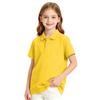 Girls' Short Sleeve School Uniform T-Shirt with Three Button Placket