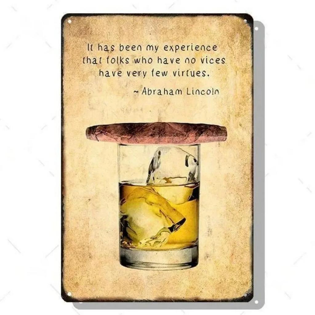 Whiskey Metallschilder Zigarren Wanddekoration Plakette Vintage Kunst Poster Eisenmalerei für Man Cave Zuhause Café Garten Club Bar
