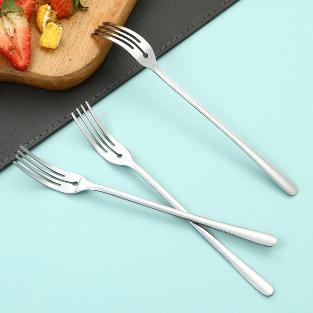 Long Handle Dinner Fork Silver/gold Fruit Forks Unique Stainless Steel Dessert Fork  Restaurant
